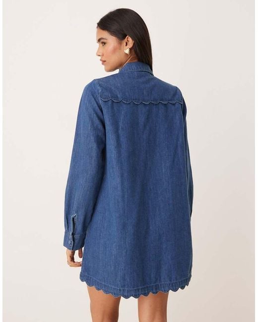 Nobody's Child Blue Kynance Denim Smock Mini Dress