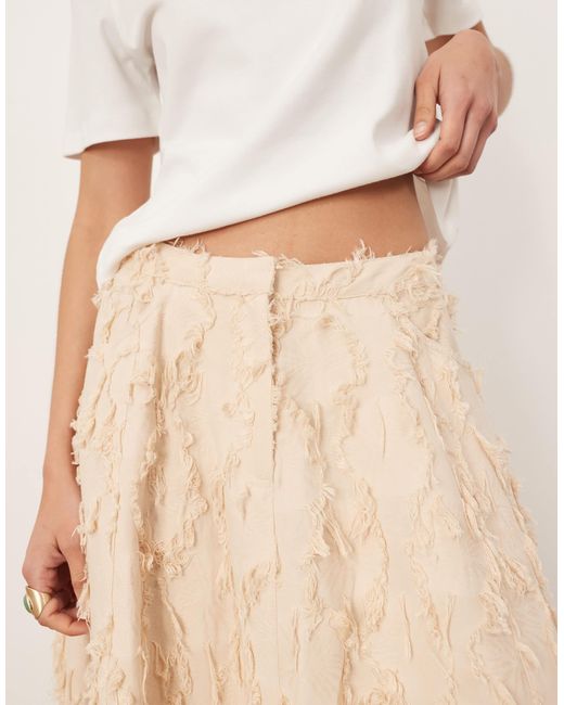 ARRANGE Natural Textural Floral Full Midi Skirt