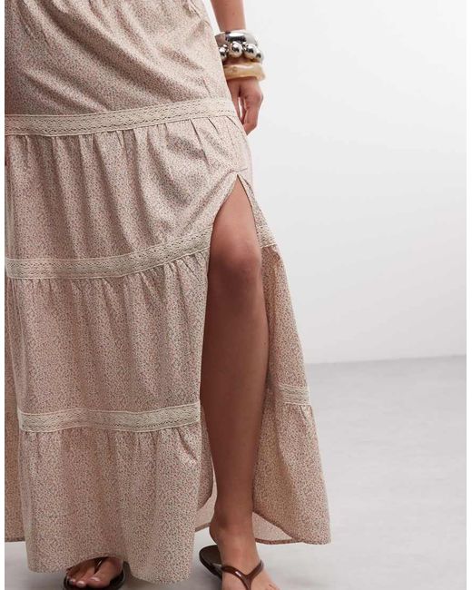 Daisy Street Multicolor Low Rise Tiered Maxi Skirt