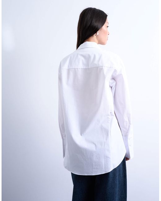 TOPSHOP White Cinched Oversized Poplin Shirt