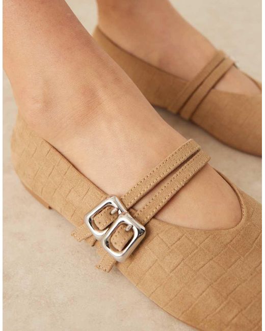 ASOS Natural Lavender Double-strap Maryjane Ballet Flats