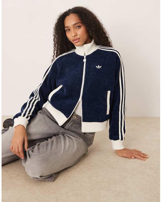Adidas Originals Blue Velour Track Top