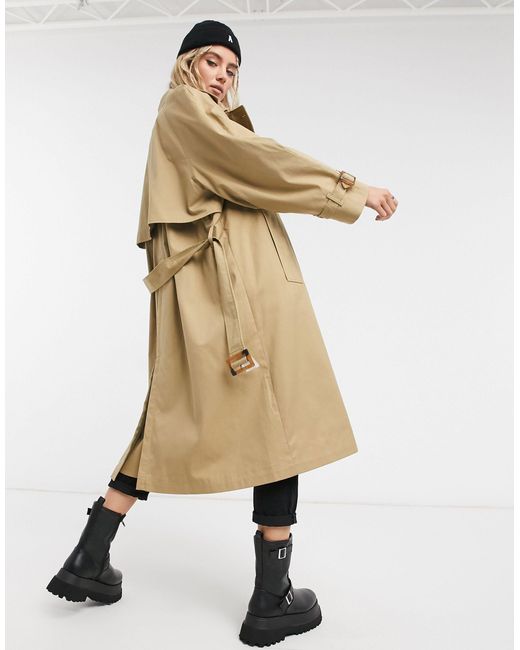 Pepe Jeans Freeda Oversized Trench Coat in Natural | Lyst Australia