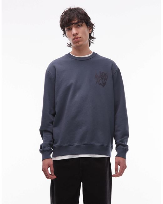 AllSaints Blue Orlando Crew Neck Sweatshirt for men