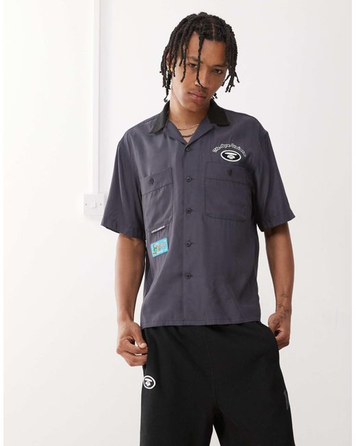Aape By A Bathing Ape Aape by a bathing ape – kurzärmliges worker-hemd in Blue für Herren