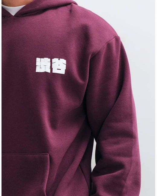 ASOS Purple Oversized Hoodie With Logo Puff Print for men