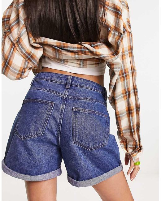Noisy May Blue Denim Mom Shorts