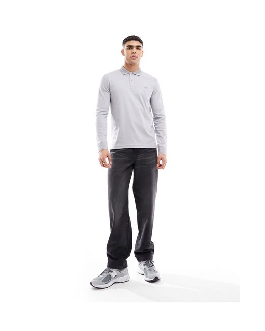 Calvin Klein White Slim Long Sleeve Polo Shirt for men