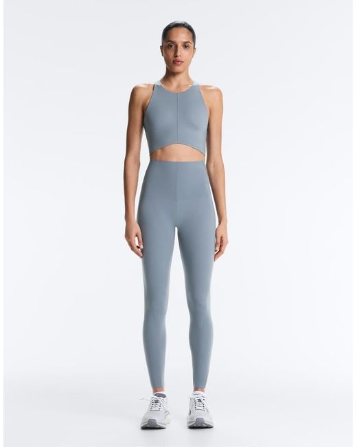 Oysho Blue Compressive Core Control Ankle-Length Leggings