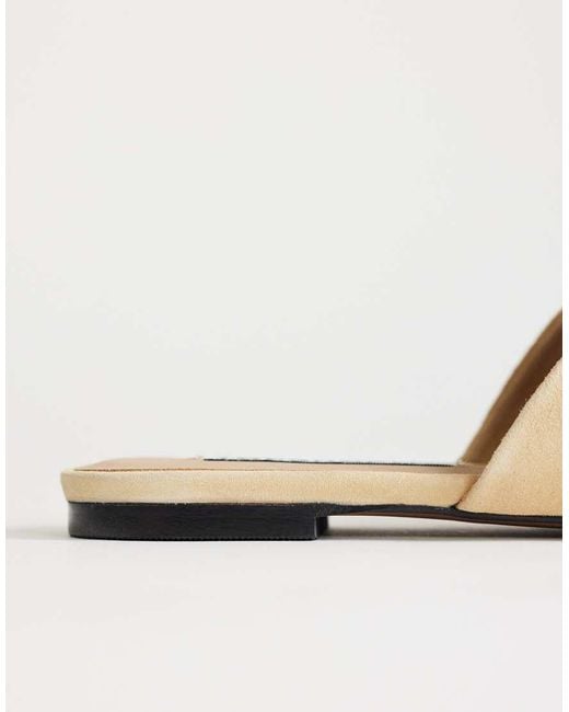 TOPSHOP White Cressida Premium Real Suede Square Toe Mule