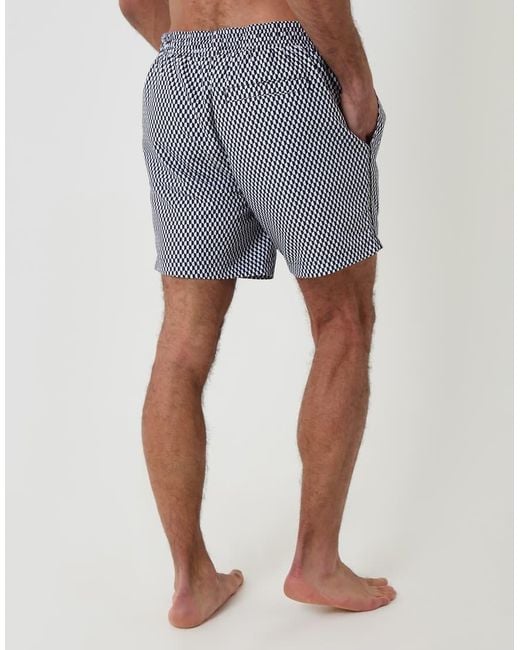 Threadbare Green Geo Print Contrast Piping Quick Dry Swim Shorts for men