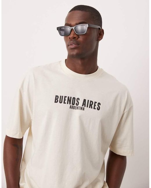 Camiseta Blanco Hueso Extragrande Con Estampado Gráfico Veraniego High Summer De ASOS de hombre de color Natural