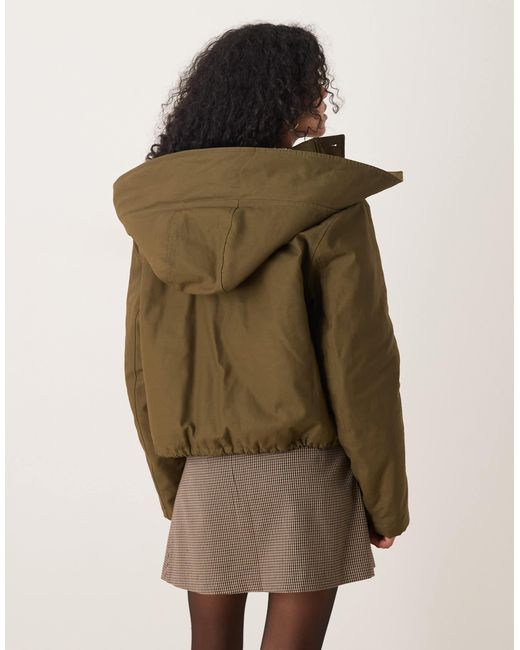 ASOS Natural Cropped Parka With Borg Lined Hood