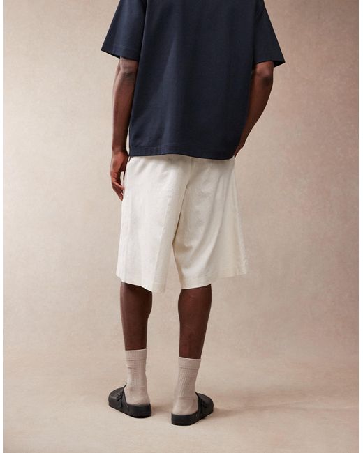 ASOS White Smart Oversized Bermuda Linen Blend Shorts for men