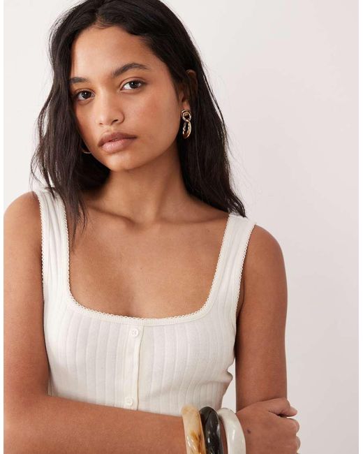 ASOS Pink Button Down Rib With Picot Trim Midi Dress