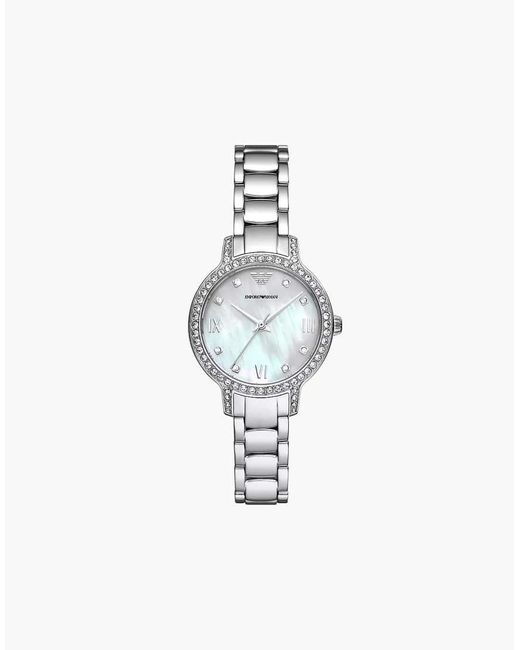 Emporio Armani White Three-Hand, Stainless Steel Watch, Ar11484