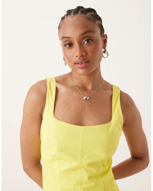 ASOS Yellow Asos Design Tall Sleeveless Waisted Midi Dress