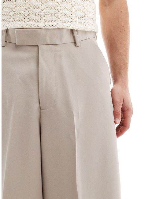Pantaloni eleganti a fondo super ampio color pietra di ASOS in Natural da Uomo