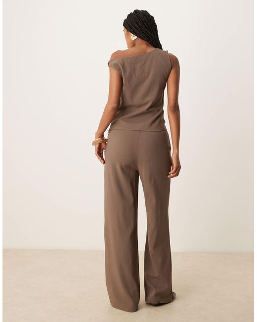 Mango Natural Polyamide Straight Leg Tie Waist Trouser Co-ord