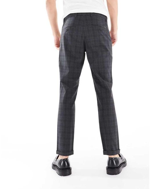 Jack & Jones Geruite Nette Broek in het Black voor heren