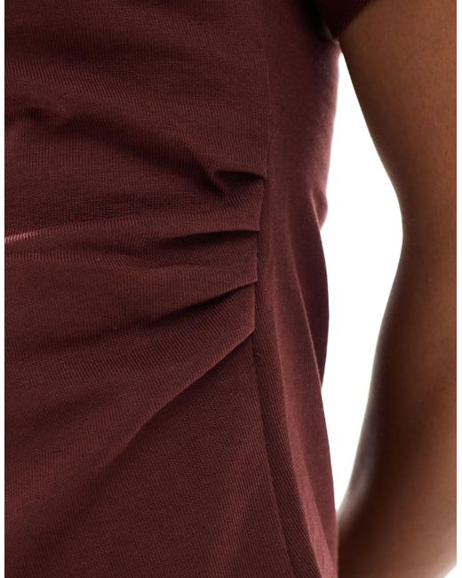 ONLY Red Ruched Detail Top