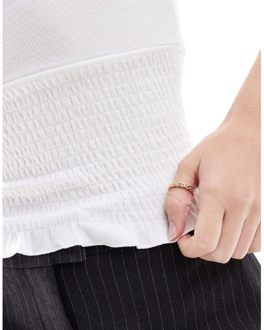 Cotton On White Cotton on – pia – gesmoktes, kurzärmliges oberteil