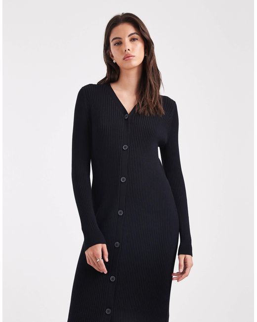 Threadbare Black – maxi-strickkleid