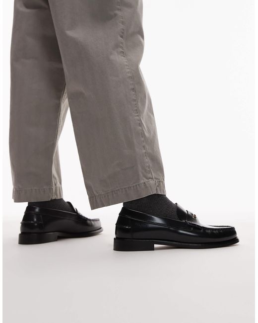 Tommy Hilfiger Gray Leather Penny Loafers for men