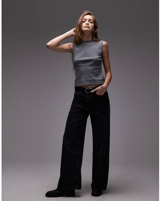 ARKET Gray Jersey Rib Tank Vest Top