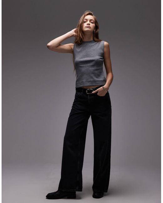 ARKET Gray Jersey Rib Tank Vest Top