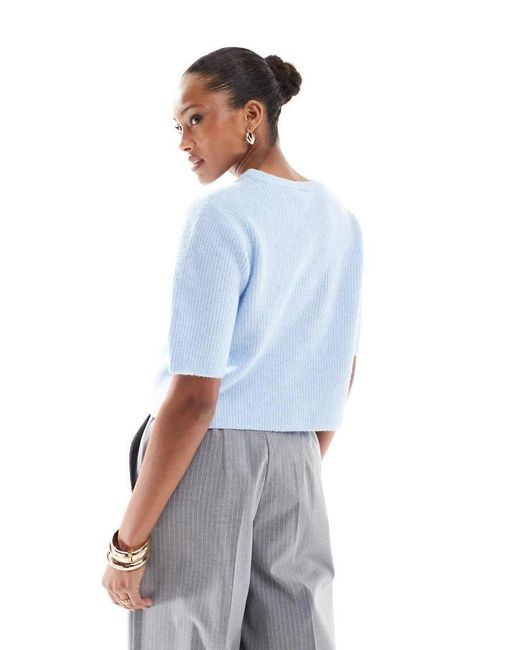 Pieces Blue Soft Knit Short Sleeve Cardigan