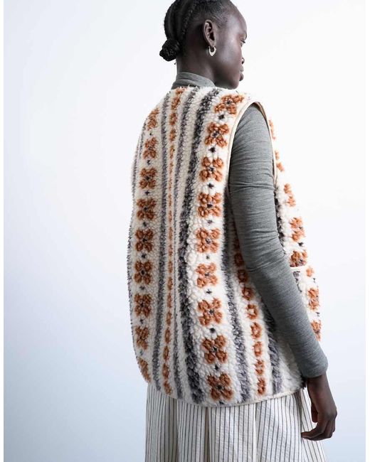 TOPSHOP Bodywarmer Van Borg Met Abstracte Print in het Gray