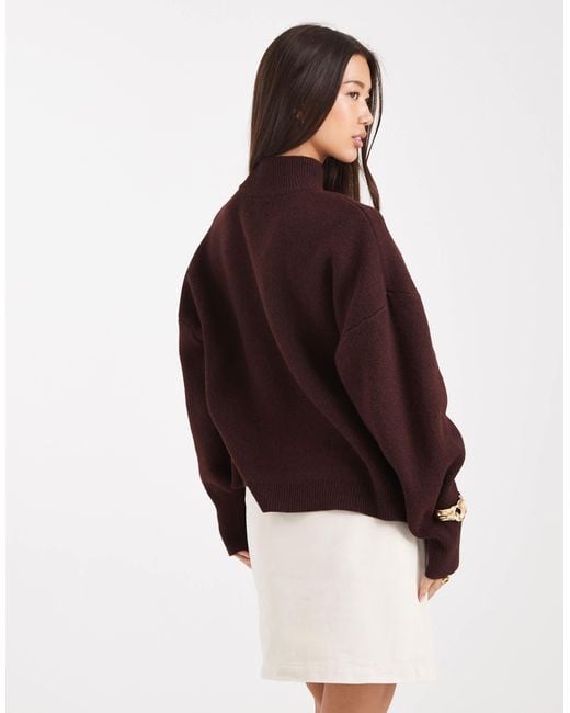 ASOS Brown Extreme Boxy Jumper With Funnel Neck