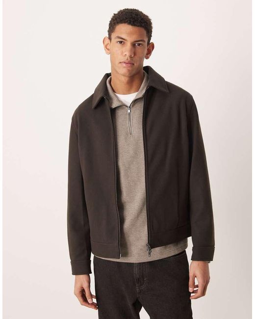 Giacca Harrington Con Zip di Mango in Brown da Uomo