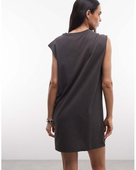 AllSaints Blue Brooke Sleeveless Sun City Logo T-Shirt Mini Dresss