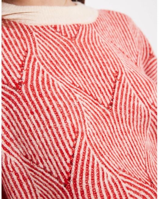 Pieces Red Textu Detail Knit Jumper