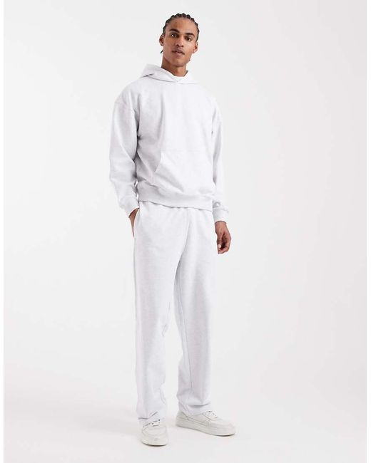 Only & Sons White Premium 400gsm Heavyweight Oversized Fit Hoodie Co-ord for men