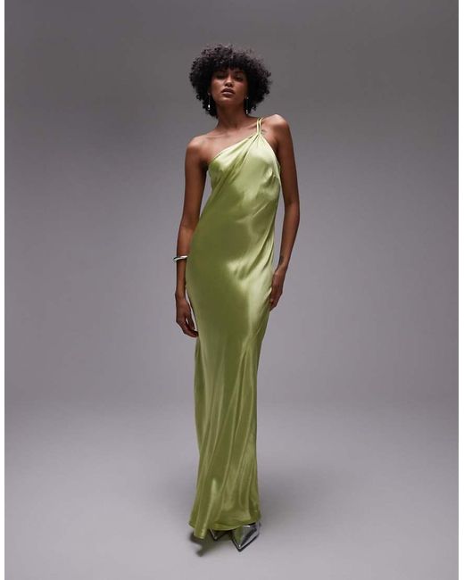 Vestito Da Cerimonia Midi Monospalla Asimmetrico di TOPSHOP in Green