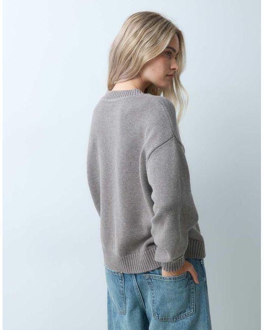 Gap Gray Oversized Knitted V Neck Jumper