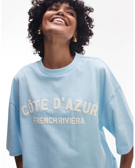 TOPSHOP Blue – oversize-t-shirt aus jersey
