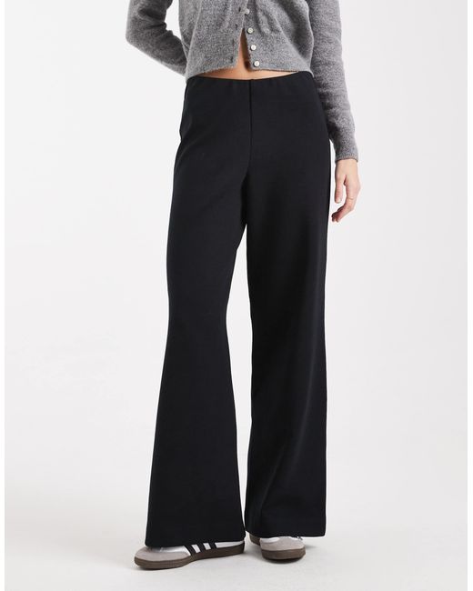 ASOS Black Basic Wide Leg Interlock Jersey Trouser