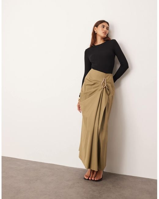 ARRANGE Natural Drape Structured Maxi Skirt With Metal Trim