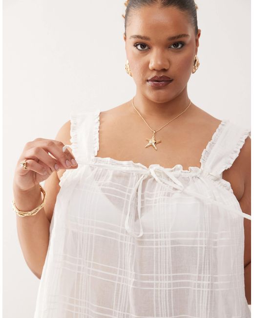 Collusion White Plus Check Swing Beach Dress