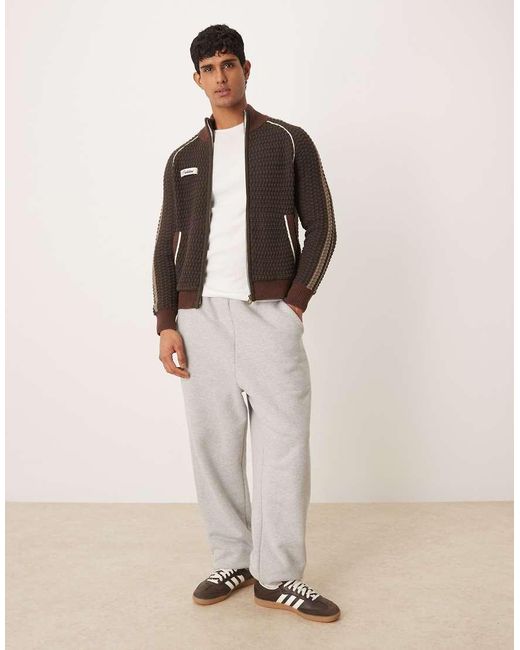 Prohibited Brown Zip Through Knitted Track Jacket for men