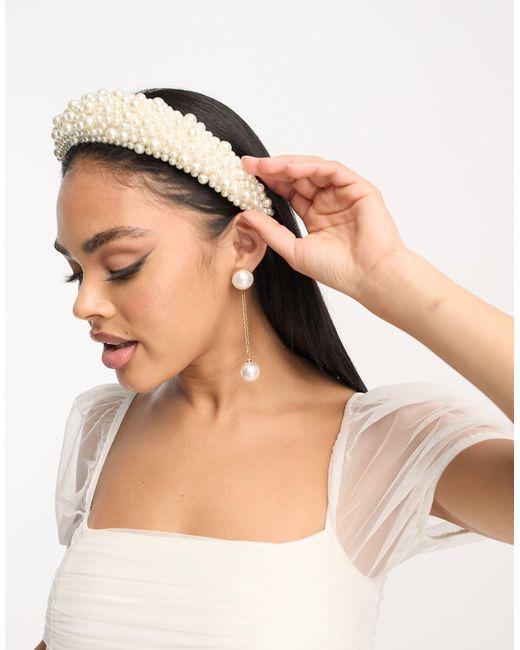 Pieces Bride To Be - Parel-haarband in het Naturel | Lyst NL