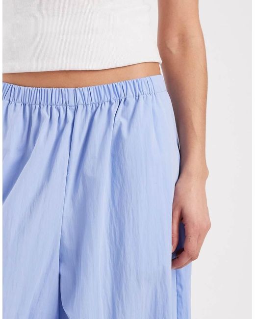 ASOS Blue Cotton Nylon Blend Pull On Balloon Pants