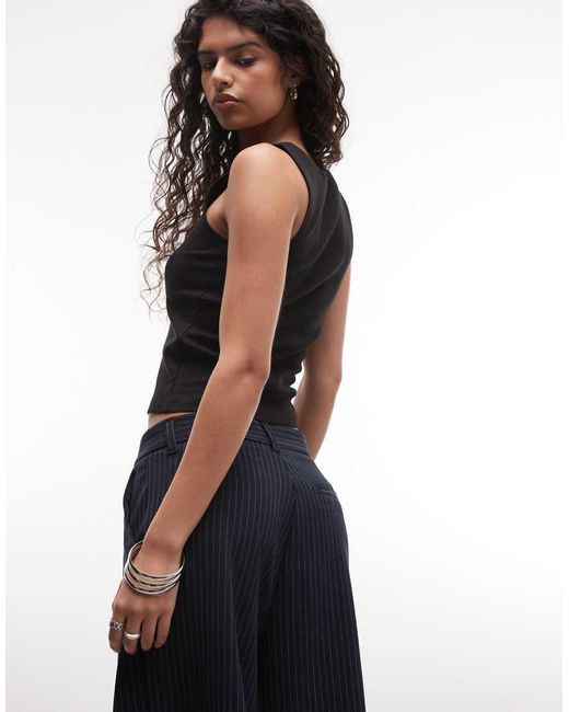 Monki Black 90's Ribbed Tank Top