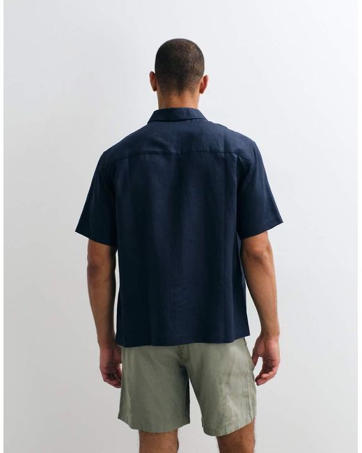 ASOS Blue 100% Linen Relaxed Shirt for men