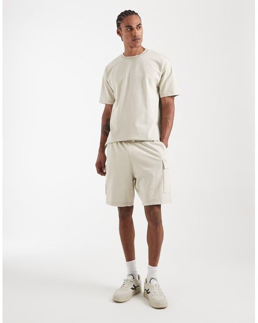 New Look Natural Co-ord Washed Cargo Shorts for men
