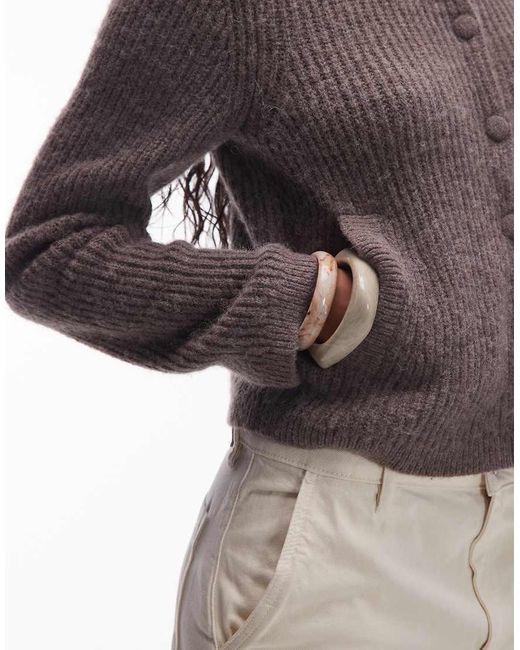 & Other Stories Brown Alpaca Wool Blend Cardigan Jacket With Jet Pockets